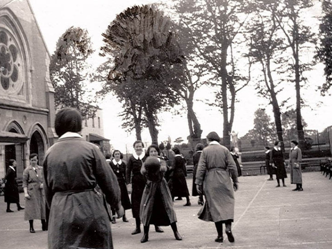 Students playing games in the Quad.