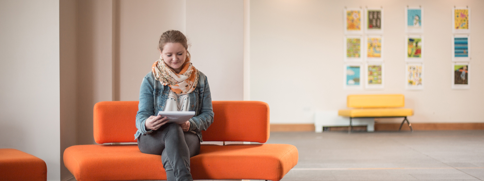 Girl sitting down reading